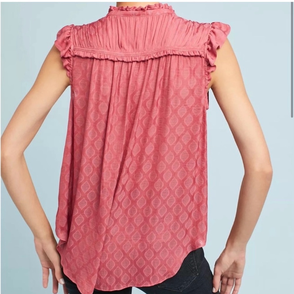 Maeve Anthropologie Mauve Ruffle Sleeve Blouse - Picture 2 of 8